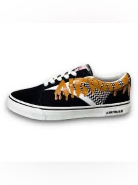 Airball black orange laces fashion sneakers Sz 9